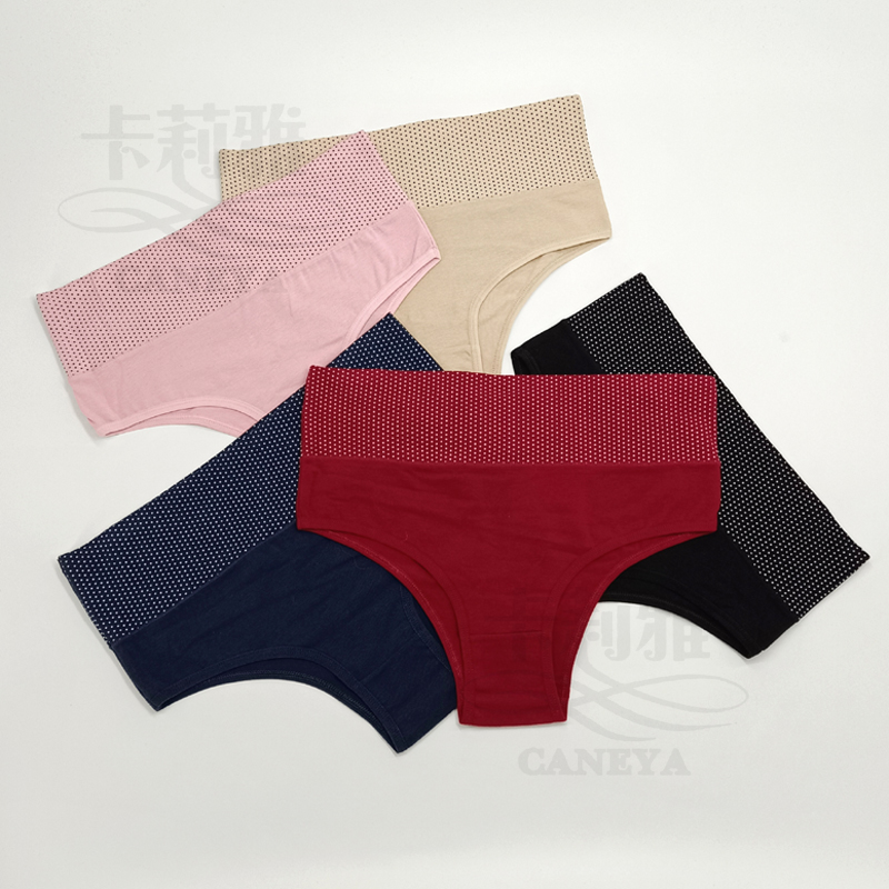 Cotton Women's Thong High Rise,whole Duplex Wide Waistband Tiny Ball Ptint Cotton, Comfy Breathable .