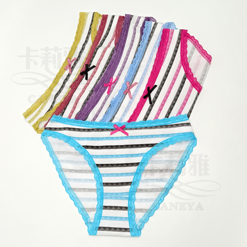 Women's Combed Cotton Bikini, Multicolor Horizontal Bar Printed Breathable Comfortable Briefs