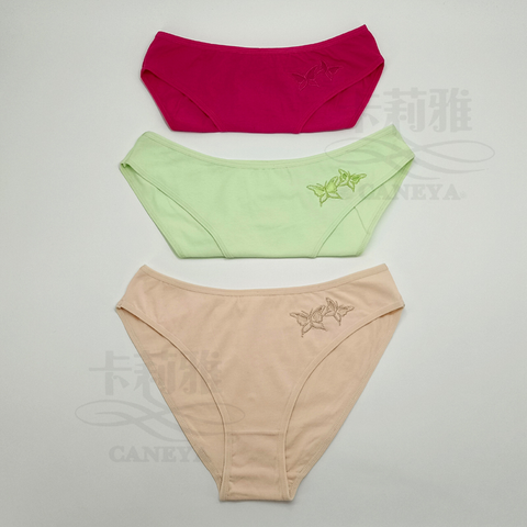 Lady Soft Cotton Spandex Embroidery Briefs Custom Woman Panties