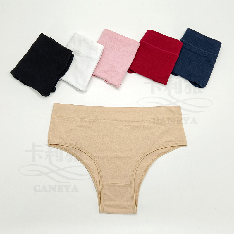 Solid Color Ribbed Middle Waist Thongs Breathable Simple Soft Lingerie Large Size Women Panties